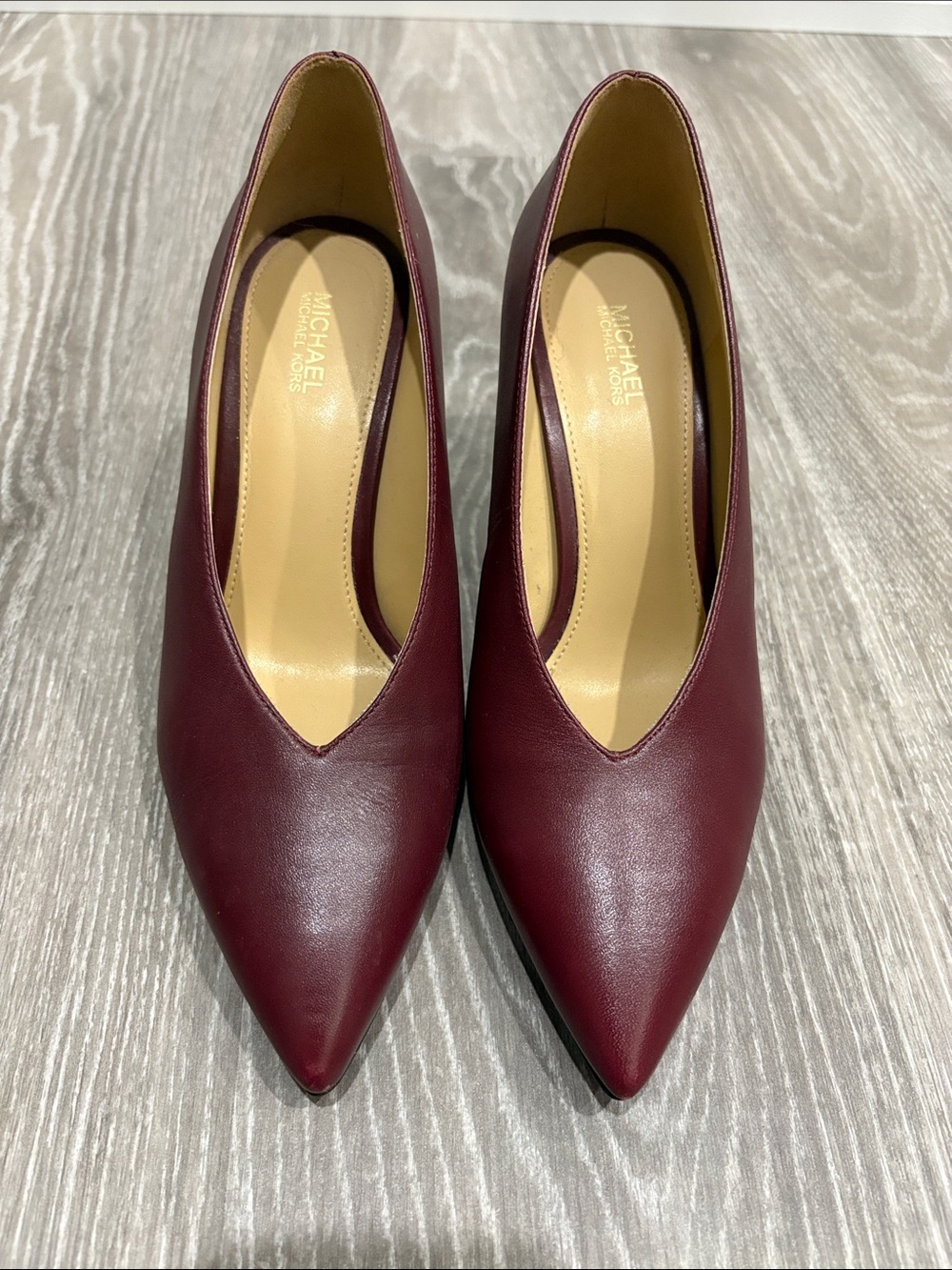 MICHAEL Michael Kors Women's Wine Pointed-Toe Leather Pumps